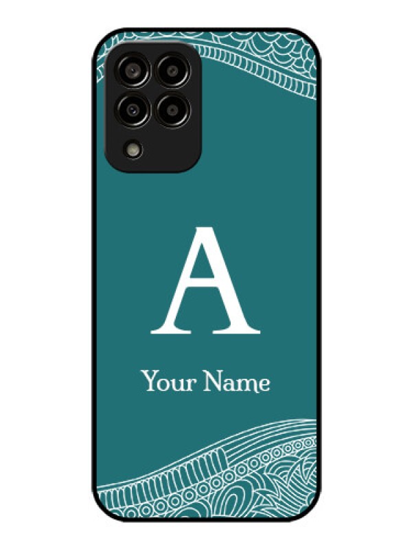 Custom Galaxy M33 5G Personalized Glass Phone Case - line art pattern with custom name Design