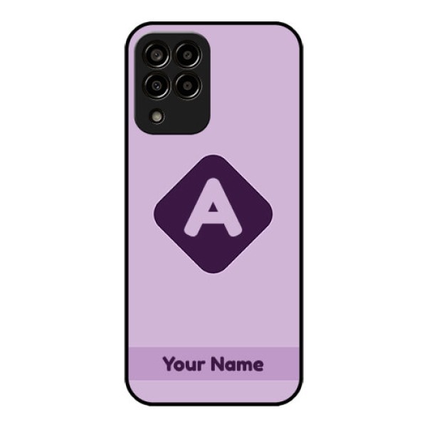 Galaxy M33 5G Custom Glass Mobile Case - Custom Letter in curved badge Design
