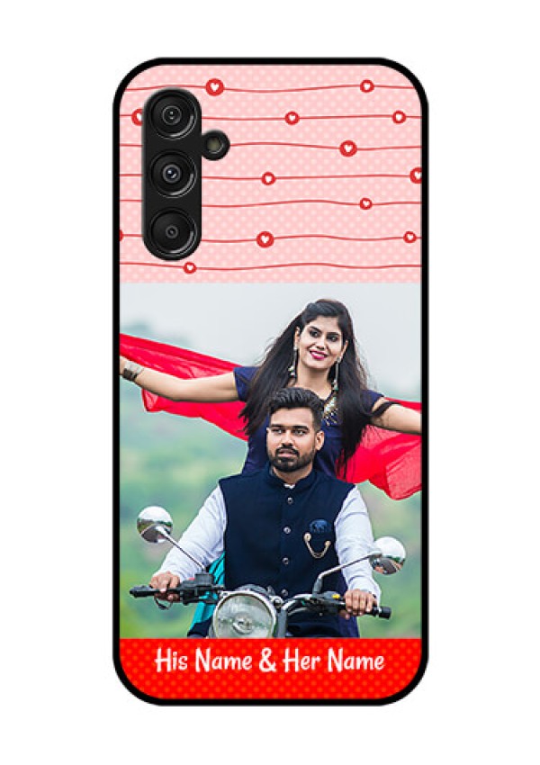 Samsung Galaxy M34 5G Personalized Glass Phone Case - Red Pattern Case Design