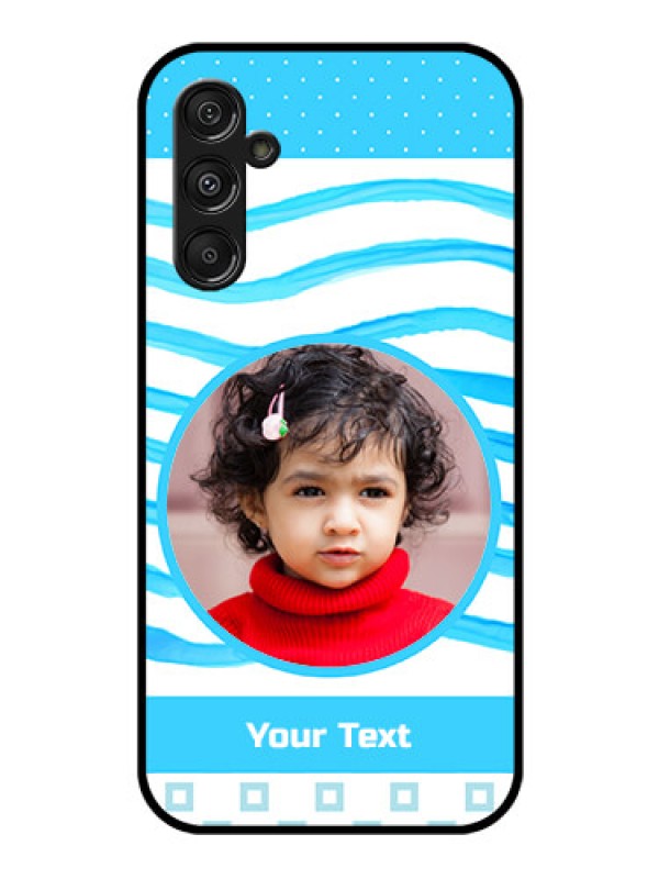 Custom Samsung Galaxy M34 5G Custom Glass Phone Case - Simple Blue Case Design