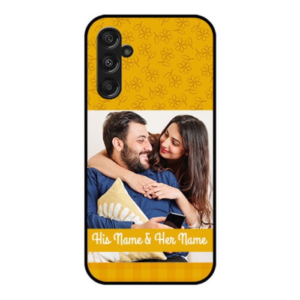 Samsung Galaxy M34 5G Custom Glass Mobile Case - Yellow Floral Design Samsung Galaxy M34 5G Custom Glass Mobile Case - Yellow Floral Design