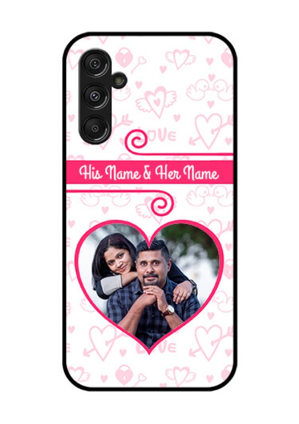 Samsung Galaxy M34 5G Personalized Glass Phone Case - Heart Shape Love Design