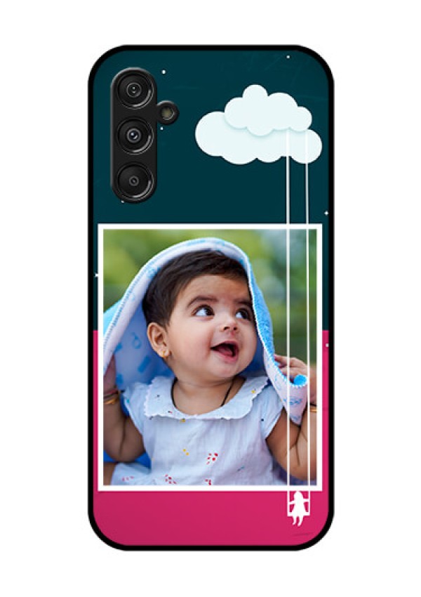 Samsung Galaxy M34 5G Custom Glass Phone Case - Cute Girl with Cloud Design