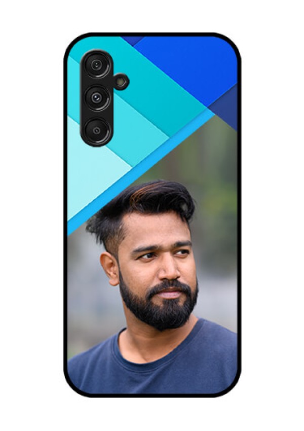 Samsung Galaxy M34 5G Custom Glass Phone Case - Blue Pattern Design