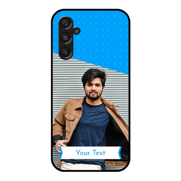 Samsung Galaxy M34 5G Photo Printing on Glass Case - Simple Blue Color Design Samsung Galaxy M34 5G Photo Printing on Glass Case - Simple Blue Color Design