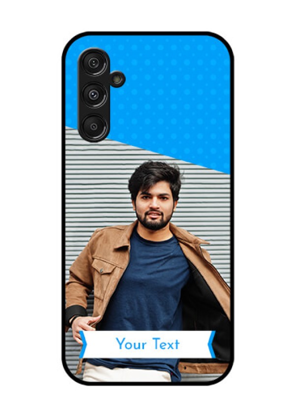 Samsung Galaxy M34 5G Photo Printing on Glass Case - Simple Blue Color Design