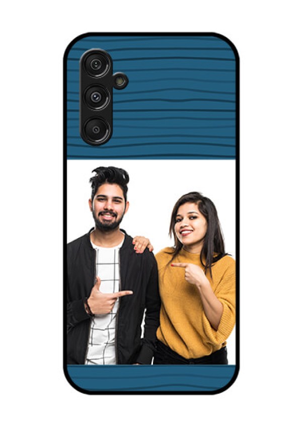 Samsung Galaxy M34 5G Custom Glass Phone Case - Blue Pattern Cover Design
