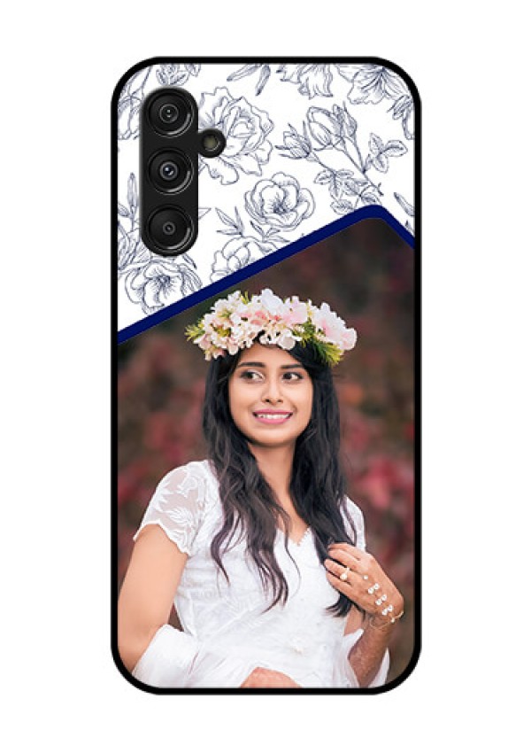 Samsung Galaxy M34 5G Personalized Glass Phone Case - Premium Floral Design