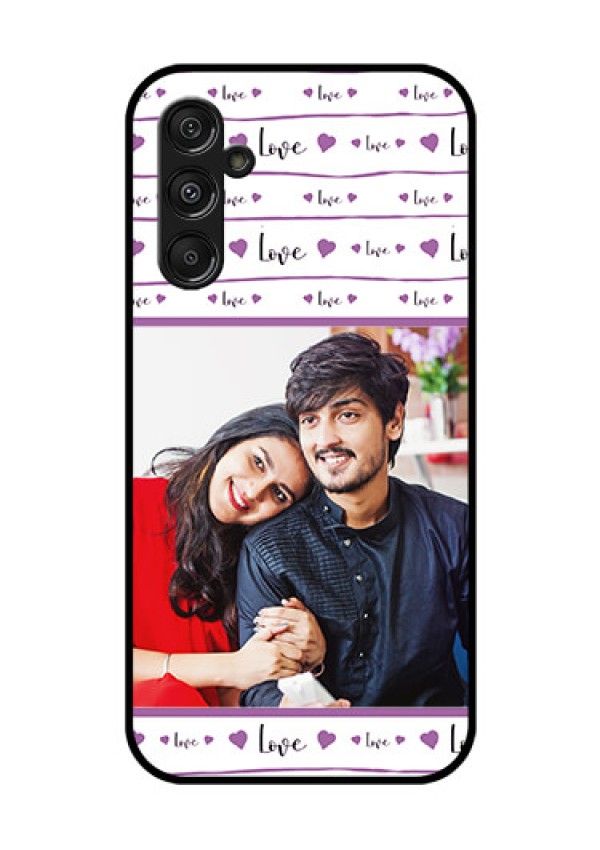 Samsung Galaxy M34 5G Custom Glass Mobile Case - Couples Heart Design