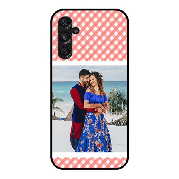 Samsung Galaxy M34 5G Personalized Glass Phone Case - Pink Pattern Design Samsung Galaxy M34 5G Personalized Glass Phone Case - Pink Pattern Design