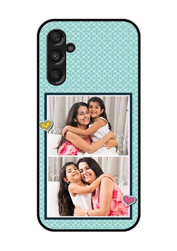 Samsung Galaxy M34 5G Custom Glass Phone Case - 2 Image Holder with Pattern Design