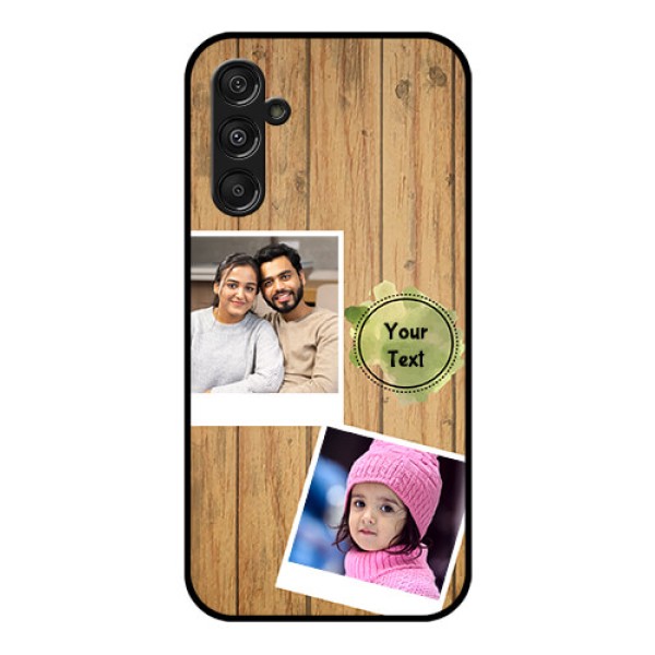 Samsung Galaxy M34 5G Custom Glass Phone Case - Wooden Texture Design