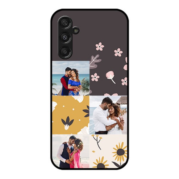 Samsung Galaxy M34 5G Photo Printing on Glass Case - 3 Images with Floral Design Samsung Galaxy M34 5G Photo Printing on Glass Case - 3 Images with Floral Design