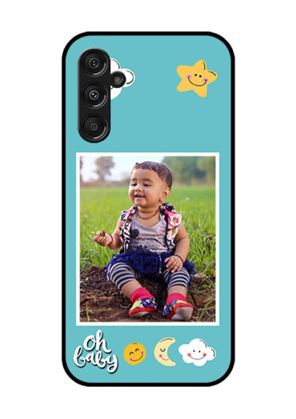 Samsung Galaxy M34 5G Personalized Glass Phone Case - Smiley Kids Stars Design