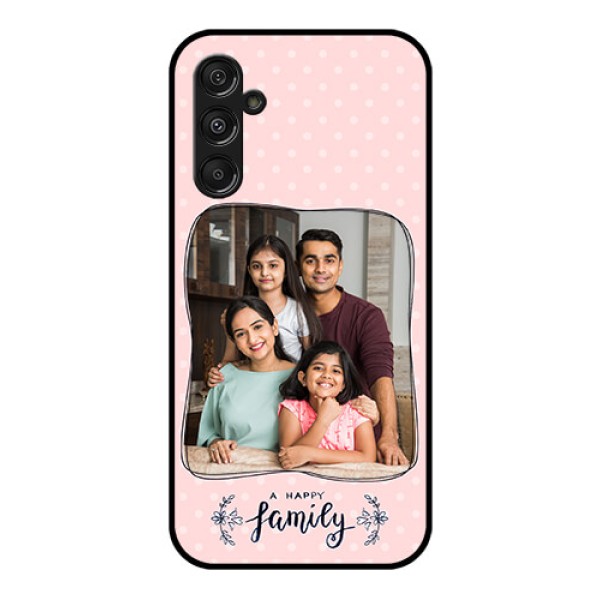 Samsung Galaxy M34 5G Custom Glass Phone Case - Family with Dots Design Samsung Galaxy M34 5G Custom Glass Phone Case - Family with Dots Design