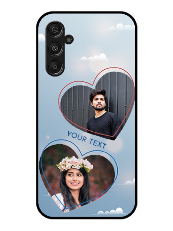 Custom Samsung Galaxy M34 5G Custom Glass Mobile Case - Blue Color Couple Design