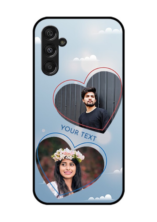 Samsung Galaxy M34 5G Custom Glass Mobile Case - Blue Color Couple Design