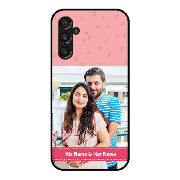 Samsung Galaxy M34 5G Personalized Glass Phone Case - Love Design Peach Color Samsung Galaxy M34 5G Personalized Glass Phone Case - Love Design Peach Color