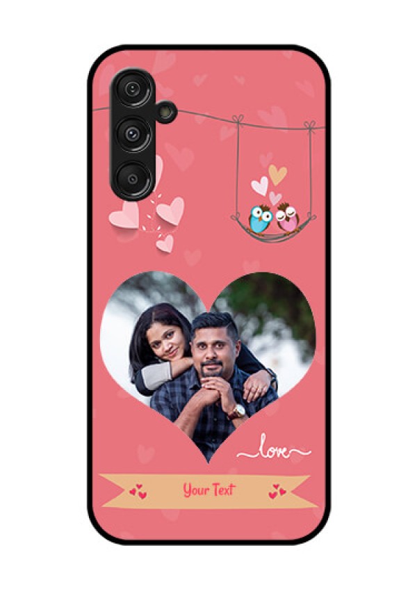 Samsung Galaxy M34 5G Personalized Glass Phone Case - Peach Color Love Design