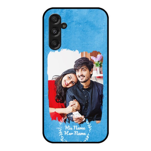 Galaxy M34 5G Custom Glass Phone Case - Blue Color Vintage Design