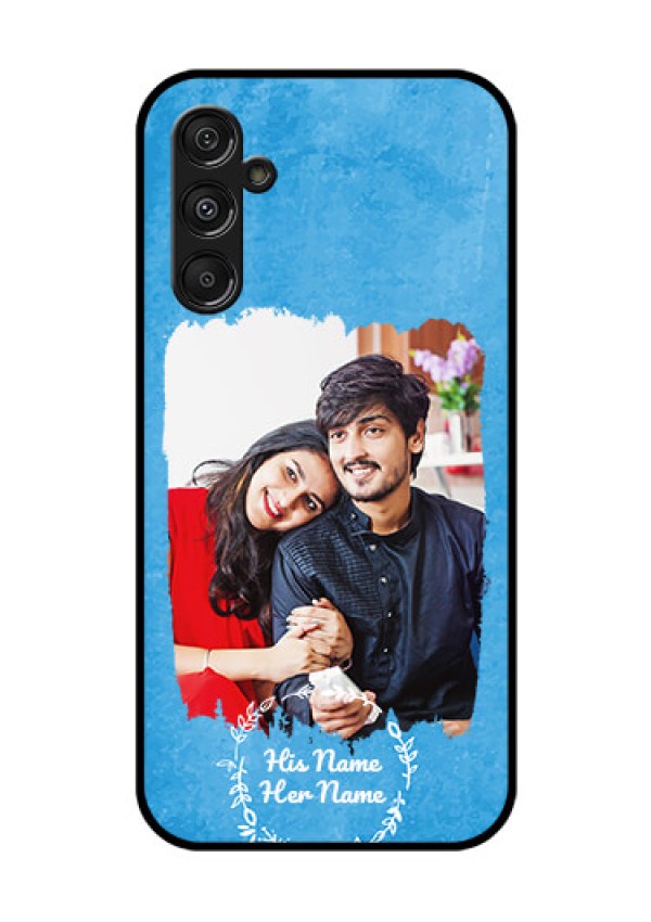 Galaxy M34 5G Custom Glass Phone Case - Blue Color Vintage Design