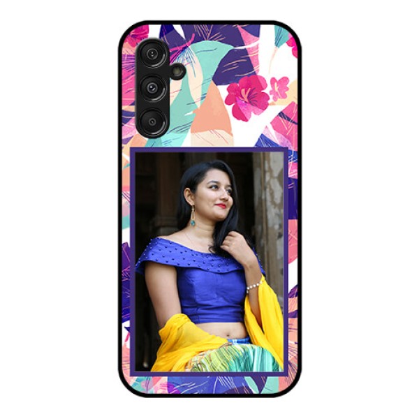 Samsung Galaxy M34 5G Custom Glass Mobile Case - Abstract Floral Design Samsung Galaxy M34 5G Custom Glass Mobile Case - Abstract Floral Design