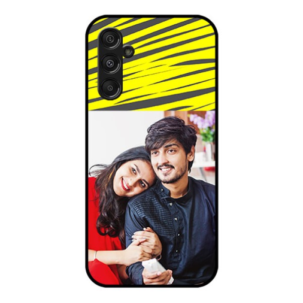 Samsung Galaxy M34 5G Photo Printing on Glass Case - Yellow Abstract Design