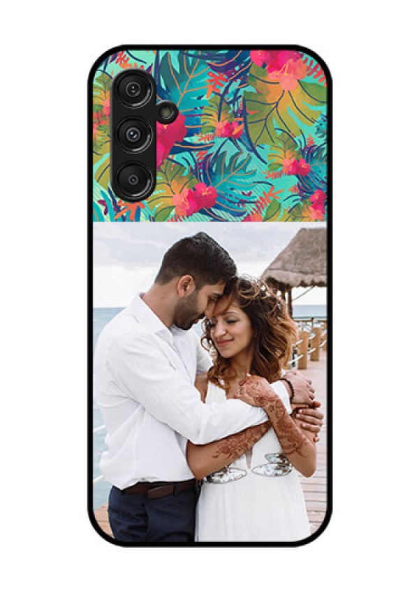 Samsung Galaxy M34 5G Photo Printing on Glass Case - Watercolor Floral Design