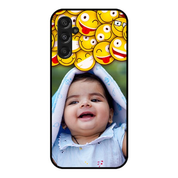 Samsung Galaxy M34 5G Custom Glass Mobile Case - with Smiley Emoji Design Samsung Galaxy M34 5G Custom Glass Mobile Case - with Smiley Emoji Design