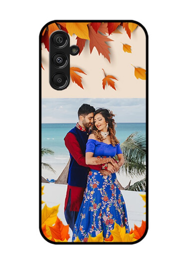 Samsung Galaxy M34 5G Photo Printing on Glass Case - Autumn Maple Leaves Design