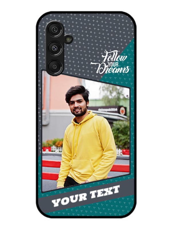 Custom Samsung Galaxy M34 5G Personalized Glass Phone Case - Background Pattern Design with Quote