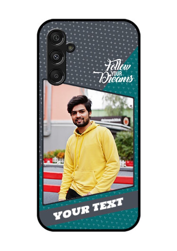 Samsung Galaxy M34 5G Personalized Glass Phone Case - Background Pattern Design with Quote