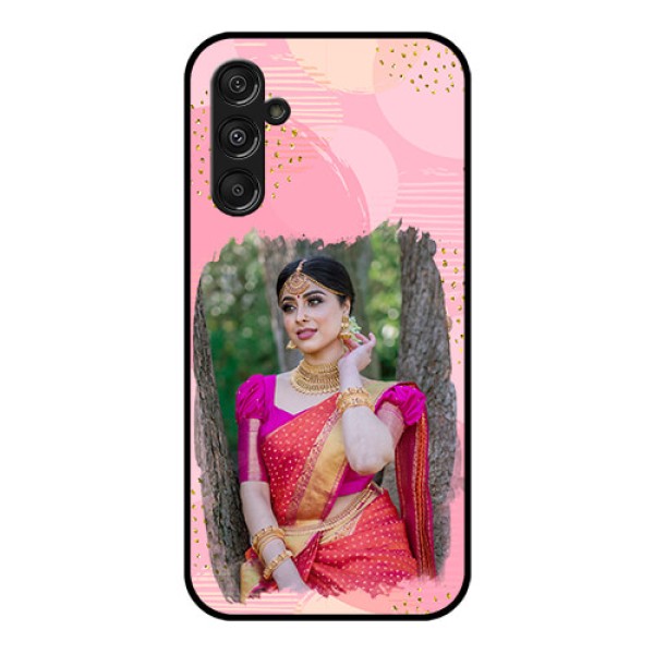 Samsung Galaxy M34 5G Personalized Glass Phone Case - Gold Glitter Splash Design Samsung Galaxy M34 5G Personalized Glass Phone Case - Gold Glitter Splash Design