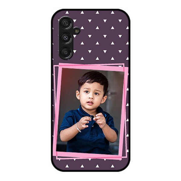 Samsung Galaxy M34 5G Custom Glass Mobile Case - Triangle Pattern Dotted Design Samsung Galaxy M34 5G Custom Glass Mobile Case - Triangle Pattern Dotted Design