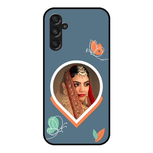 Samsung Galaxy M34 5G Custom Glass Mobile Case - Droplet Butterflies Design Samsung Galaxy M34 5G Custom Glass Mobile Case - Droplet Butterflies Design