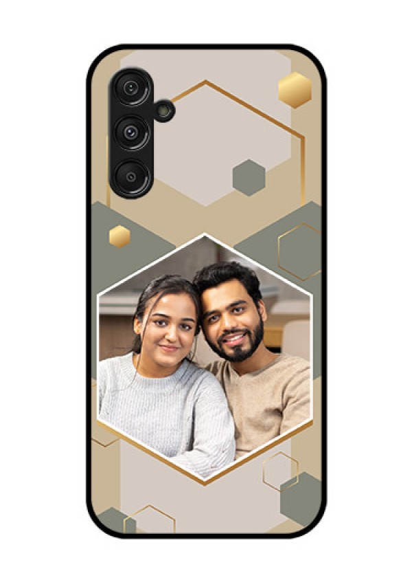 Samsung Galaxy M34 5G Photo Printing on Glass Case - Stylish Hexagon Pattern Design