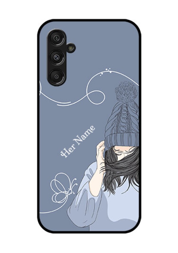 Samsung Galaxy M34 5G Custom Glass Mobile Case - Girl in winter outfit Design
