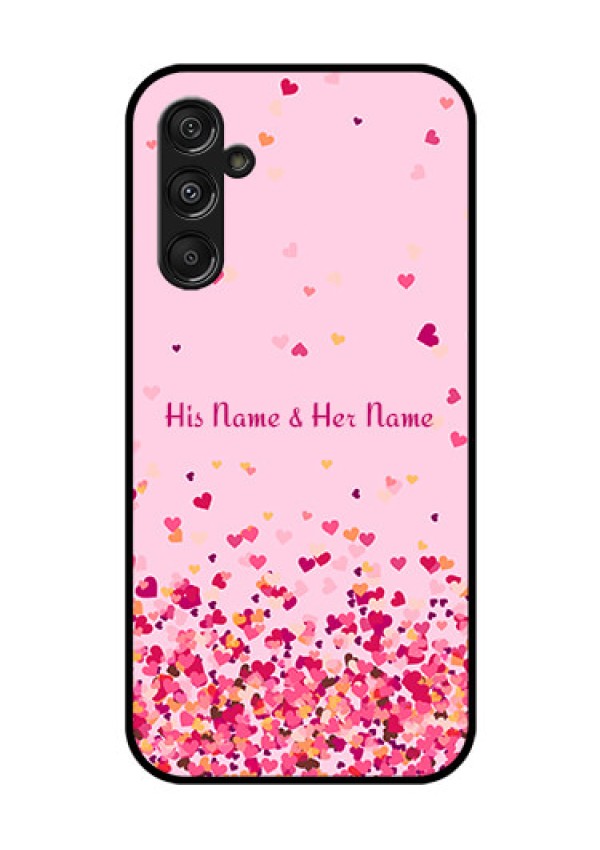 Samsung Galaxy M34 5G Photo Printing on Glass Case - Floating Hearts Design