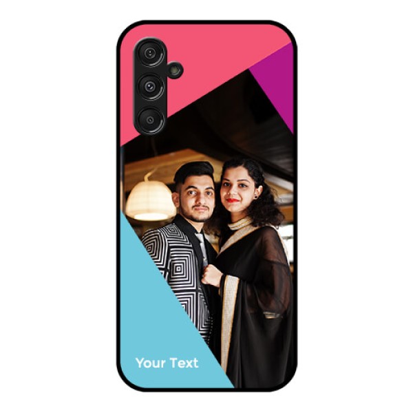 Samsung Galaxy M34 5G Custom Glass Mobile Case - Stacked Triple colour Design Samsung Galaxy M34 5G Custom Glass Mobile Case - Stacked Triple colour Design