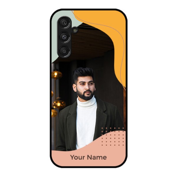 Samsung Galaxy M34 5G Personalized Glass Phone Case - Tri-coloured overlay design Samsung Galaxy M34 5G Personalized Glass Phone Case - Tri-coloured overlay design