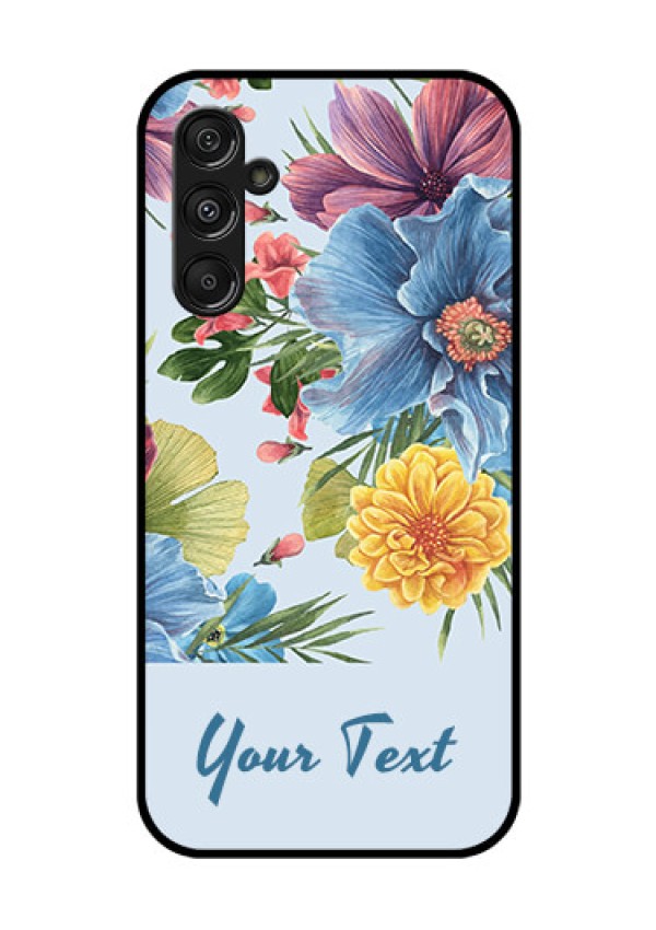 Samsung Galaxy M34 5G Custom Glass Mobile Case - Stunning Watercolored Flowers Painting Design