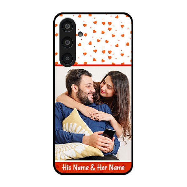 Samsung Galaxy M35 5G Custom Glass Phone CaseOrange Love Symbol Design Samsung Galaxy M35 5G Custom Glass Phone CaseOrange Love Symbol Design