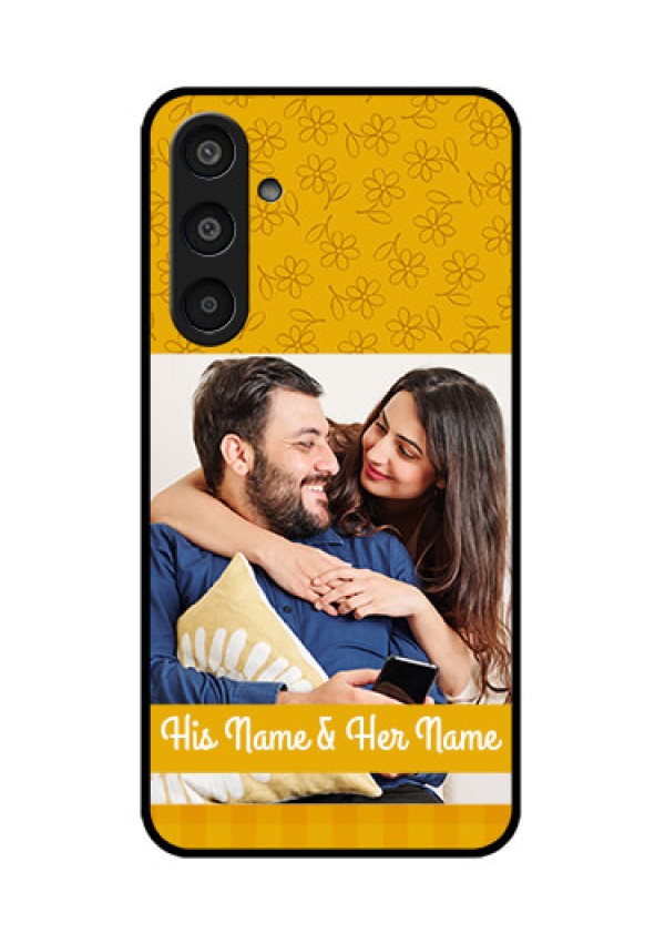 Samsung Galaxy M35 5G Custom Glass Phone CaseYellow Floral Design