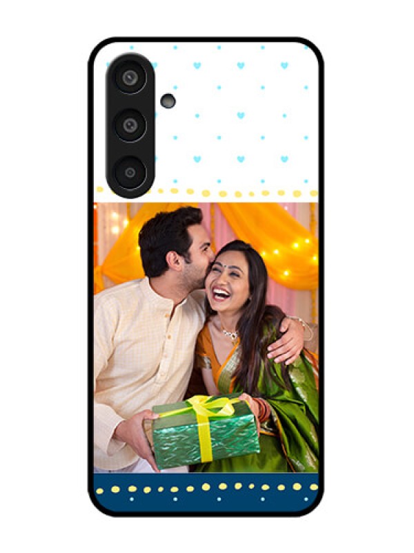 Custom Samsung Galaxy M35 5G Custom Glass Phone CaseWhite And Blue Abstract Design