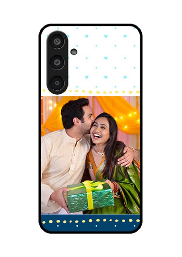 Samsung Galaxy M35 5G Custom Glass Phone CaseWhite And Blue Abstract Design