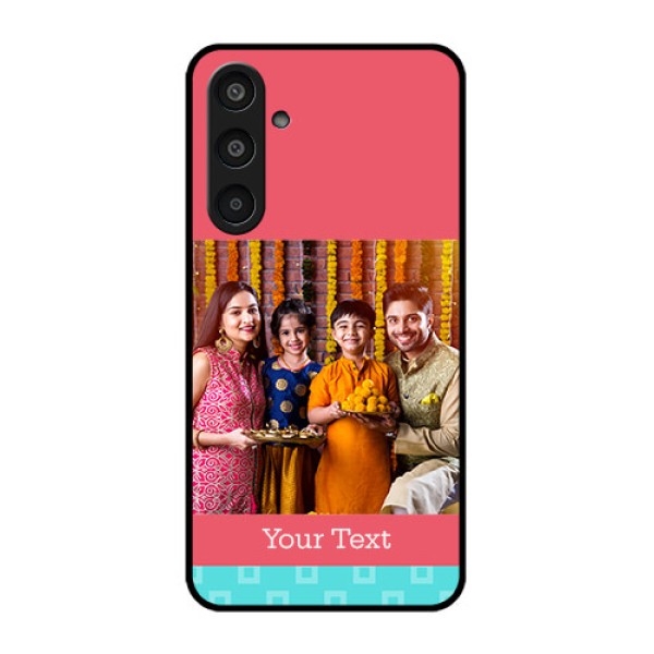 Samsung Galaxy M35 5G Custom Glass Phone CasePeach and Blue Color Design Samsung Galaxy M35 5G Custom Glass Phone CasePeach and Blue Color Design