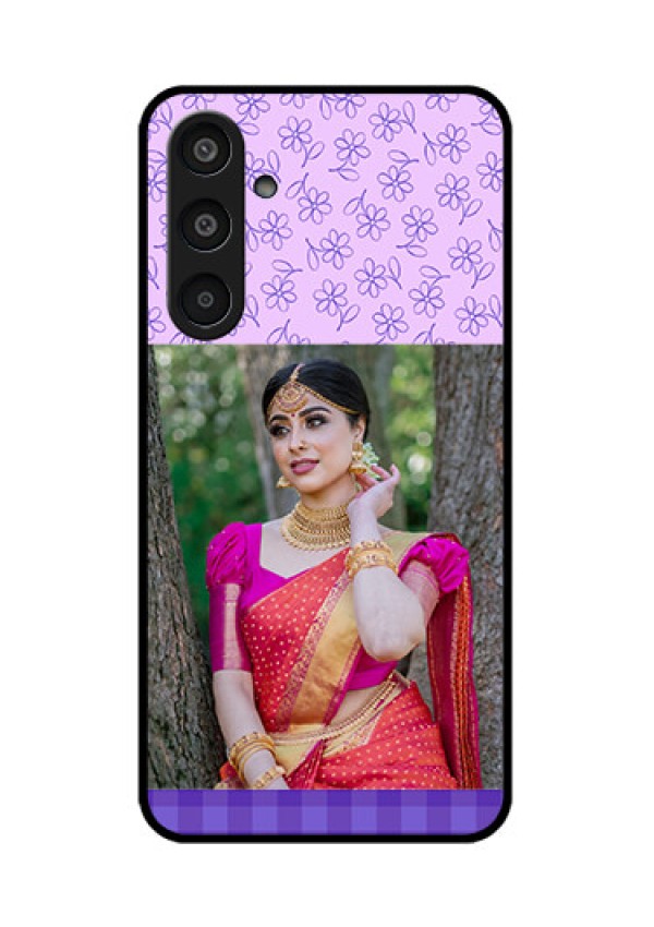 Samsung Galaxy M35 5G Custom Glass Phone CasePurple Floral Design