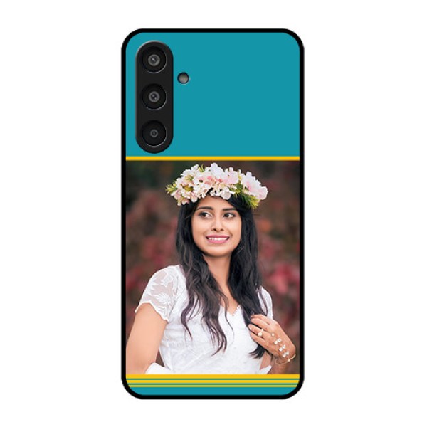 Samsung Galaxy M35 5G Custom Glass Phone CaseYellow and Blue Design Samsung Galaxy M35 5G Custom Glass Phone CaseYellow and Blue Design