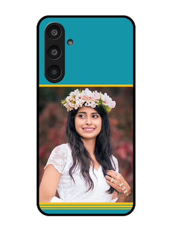 Custom Samsung Galaxy M35 5G Custom Glass Phone CaseYellow and Blue Design