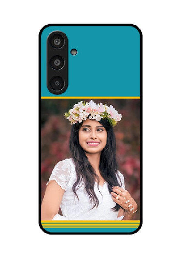 Samsung Galaxy M35 5G Custom Glass Phone CaseYellow and Blue Design
